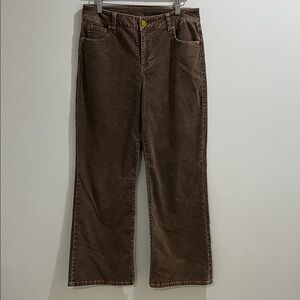 NWOT Cabi Women’s Corduroy Pants Wide Leg Brown Gold Hardware Stretch 6 Medium